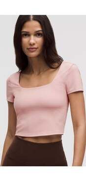 Lululemon Align T-Shirt Cropped Nulu Yoga Tee in Pink Clay 10